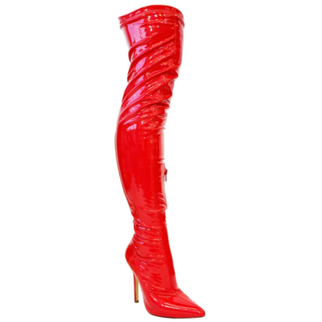 Over The Knee Red Patent Boots – Stilettos Fashion Boutique