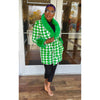 Fur Collar Houndstooth Jacket - Green