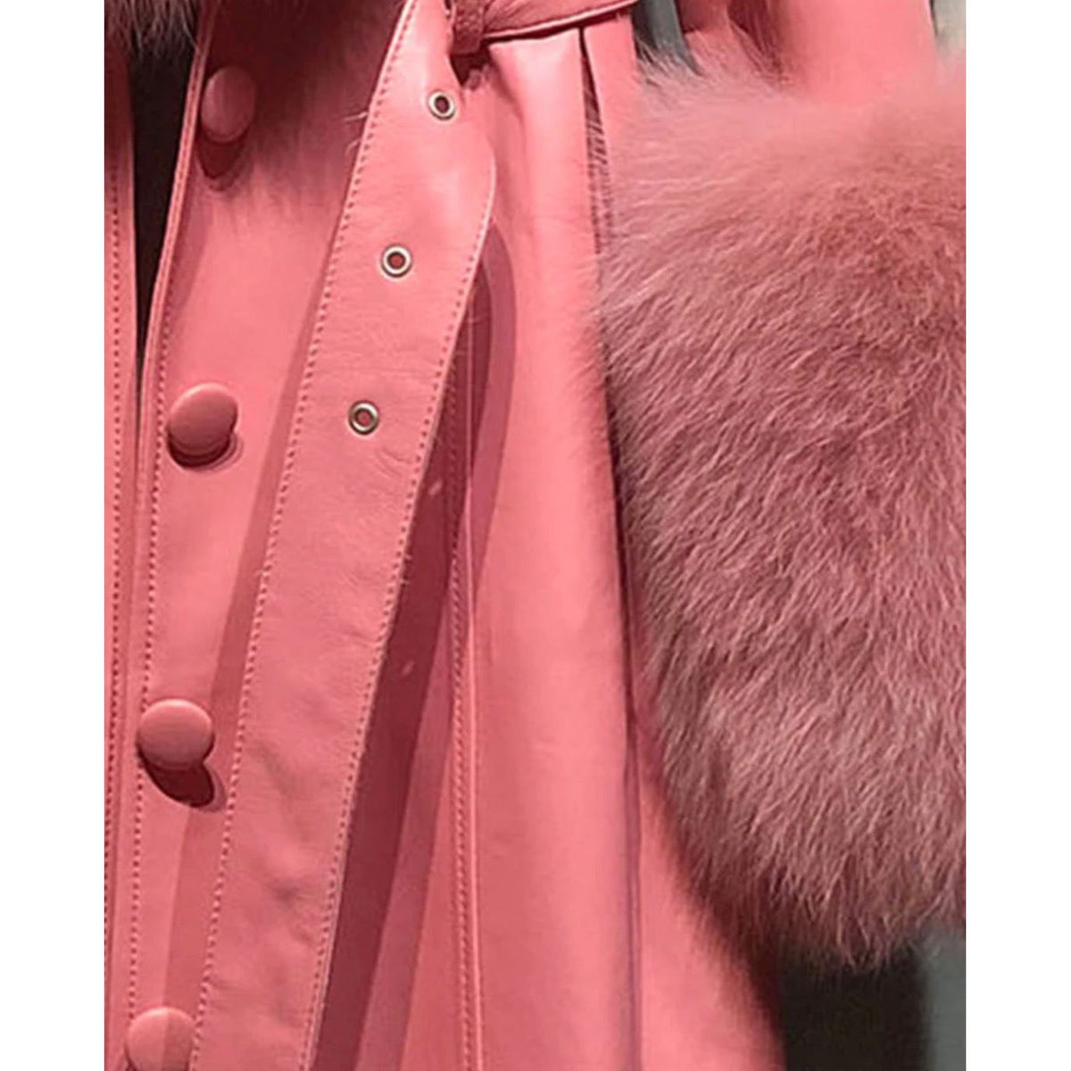 Rose Faux Fur Leather Coat
