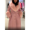 Faux Fur Leather Coat - Rose