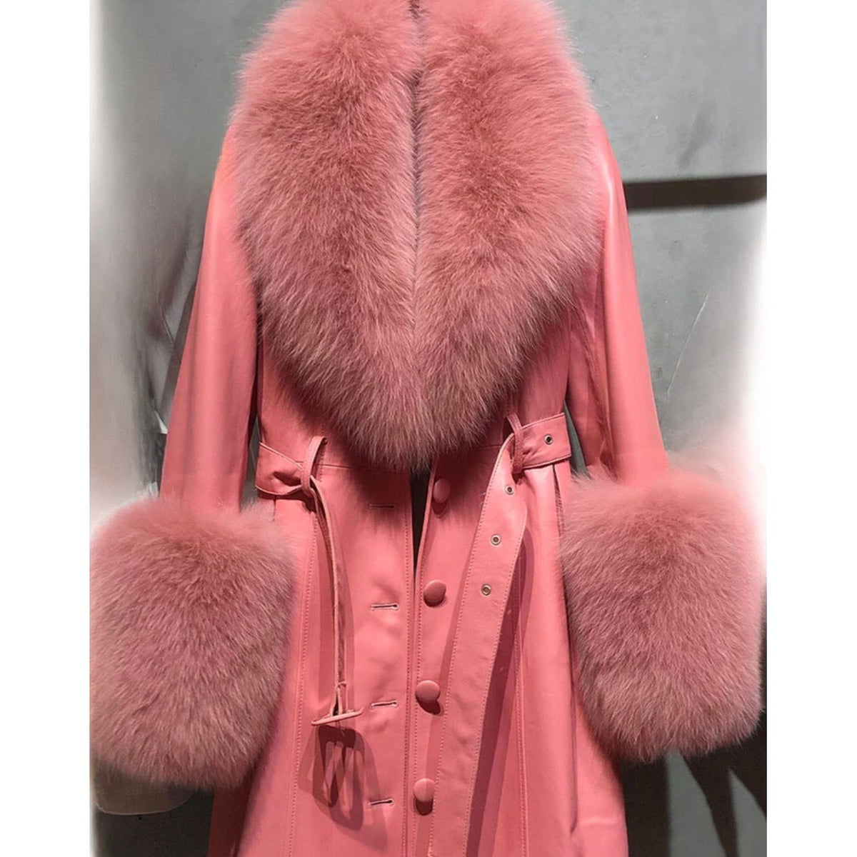 Rose Faux Fur Leather Coat