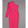 Pink One Shoulder Midi Bandage Dress - Barbie Pink
