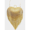 Fringe Heart Rhinestones Clutch Purse - Gold