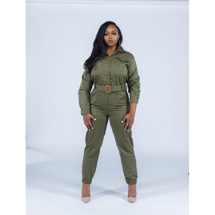 Amy Military Jumpsuit (Olive)
