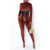 Permission Textured Velvet Jumpsuit (Rust) Capsulle