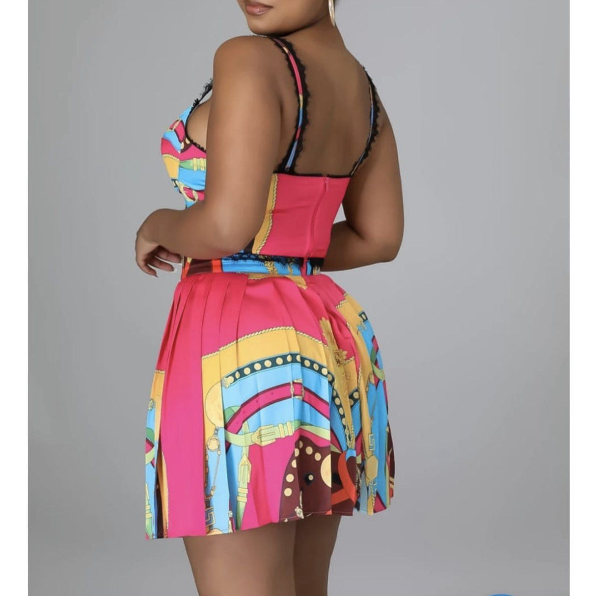 The Cosmopolitan Skirt Set ( Fuchsia Multi) JBLA Bangule