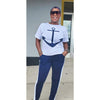 White Blue Anchor Jogger Set Charm/ China Vendor