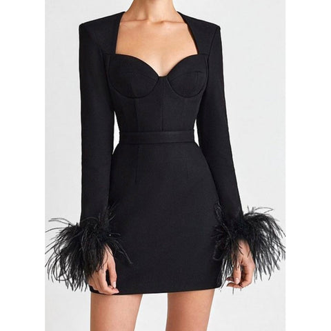 Brittany Bandage Mini Dress- Black