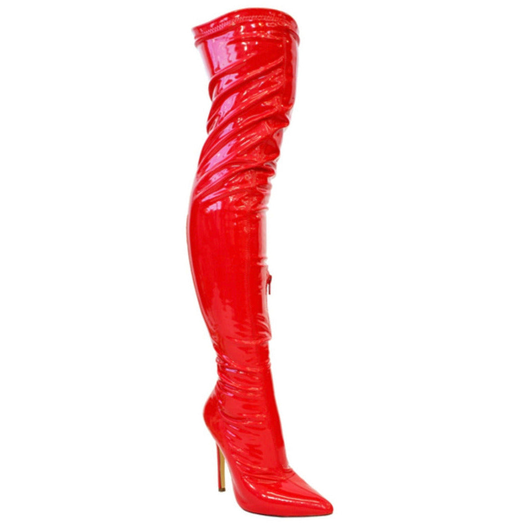Over the Knee Red Patent Boots