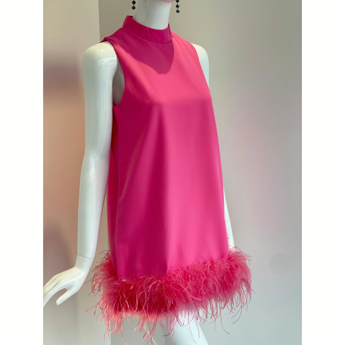 Pink Feather A Line Swing Dress - Pink
