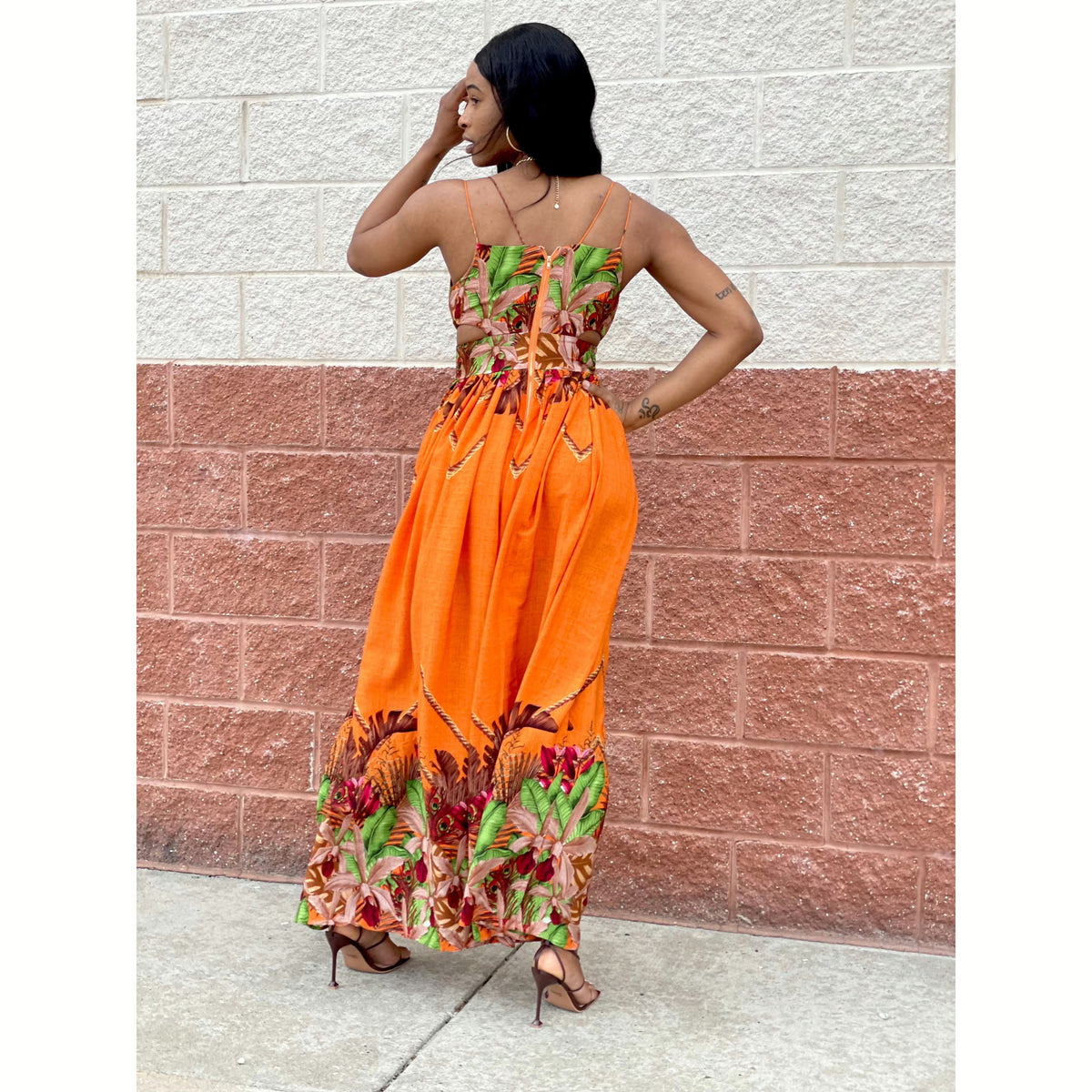 Tropical Maxi Dress-Orange
