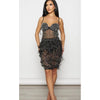 Northern Lights Feather Mesh Mini Dress -Black