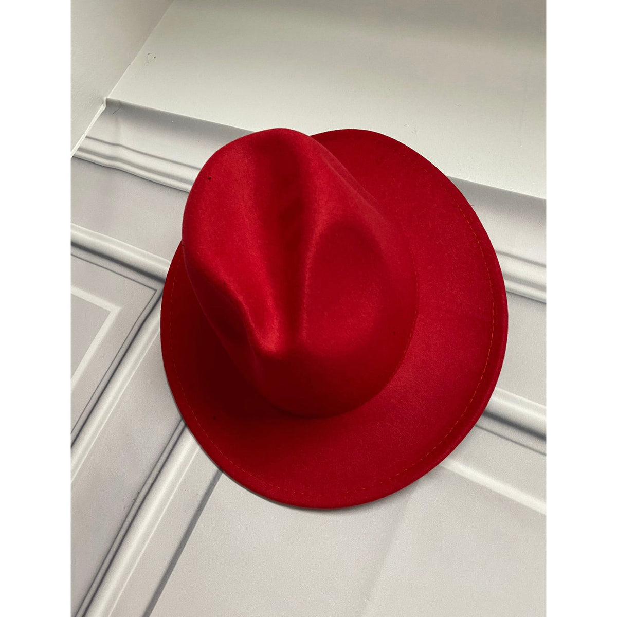 DNice Red Fedora Hat (Red Bottom)