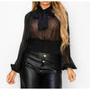 Long Sleeve Semi Sheer Top - Black