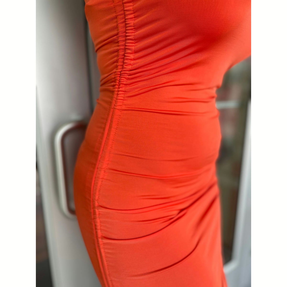 Keli - Orange Spaghetti Strap Mini Dress