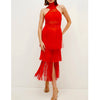 Fringe Bandage Midi Dress - Red