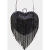Rhinestone Fringe Heart Clutch Purse
