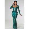 Night Out Sequin Maxi Dress - Green