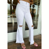 Slit Knee Bell Bottom Jeans - White