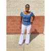 Off Shoulder Denim Top - Blue
